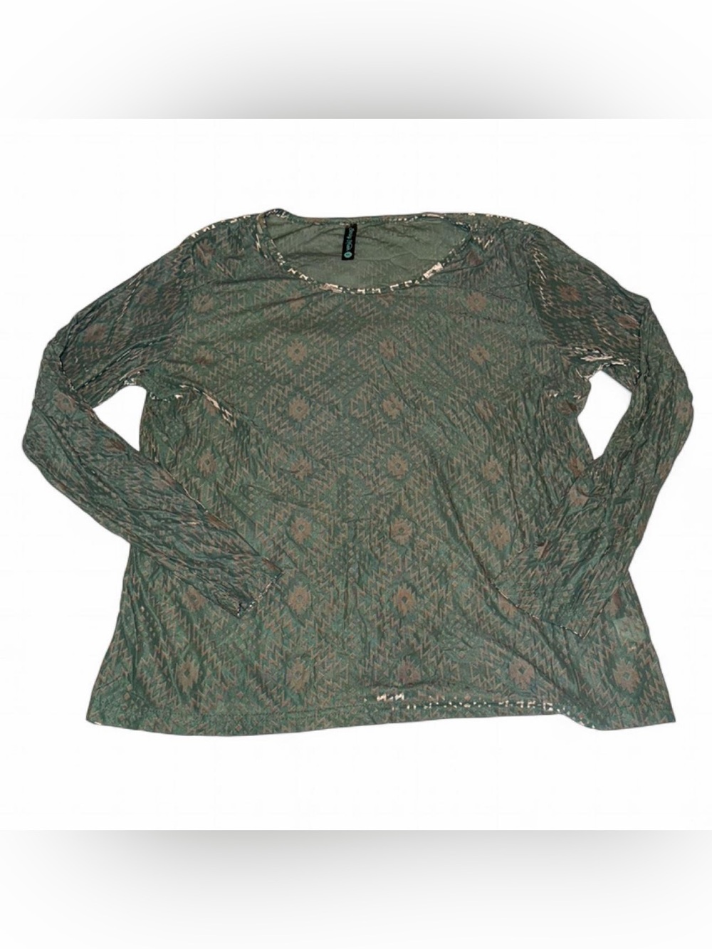 Women's Green Long-Sleeve Printed Top